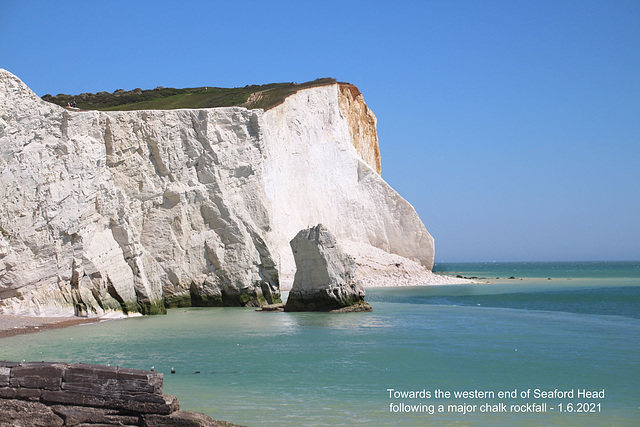 Rockfall at Seaford Head prior to 1 6 2021