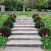 Steps, yew-balls, tulips, obelisk