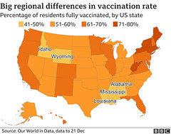 cvd - USA states full dose vaccinations, 21st Dec 2021