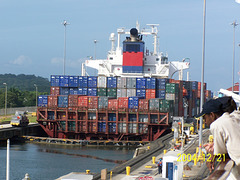 Container Ship in Gatun Locks