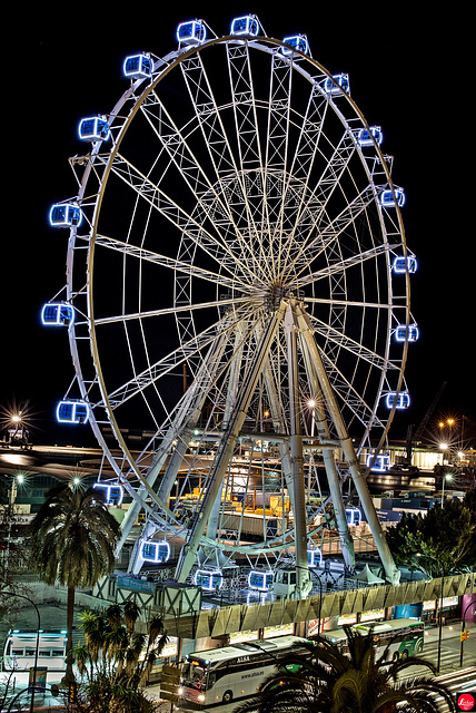 La Noria de Málaga/Mirador Princess am Abend (6 x PiP)