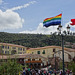 Flags Flying In The Plaza De Armas