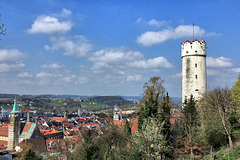 Blick auf den Mehlsack und die Dächer von Ravensburg