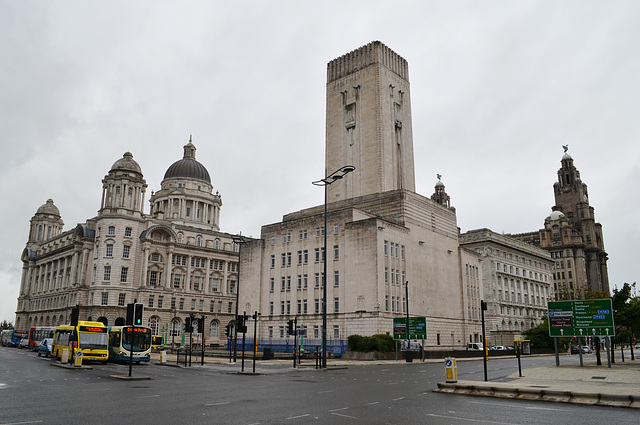 Port of Liverpool Building, George's Dock Building and Royal Liver Building