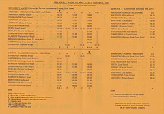 Stage Coach Scotland-London timetable leaflet Summer 1981 - side 2 of 2