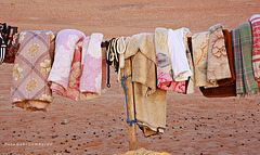 quilts and blankets in the Wahiba Sands (Oman)