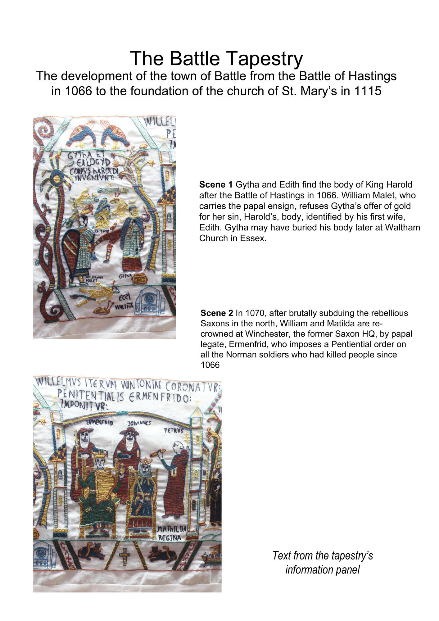 St Mary's The Battle tapestry story panels 1 & 2