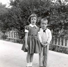Mary and John, First day of school, 1953