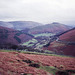 Looking westward along the River Dee from the slopes of Castell Dinas Bran. (Scan from February 1990)