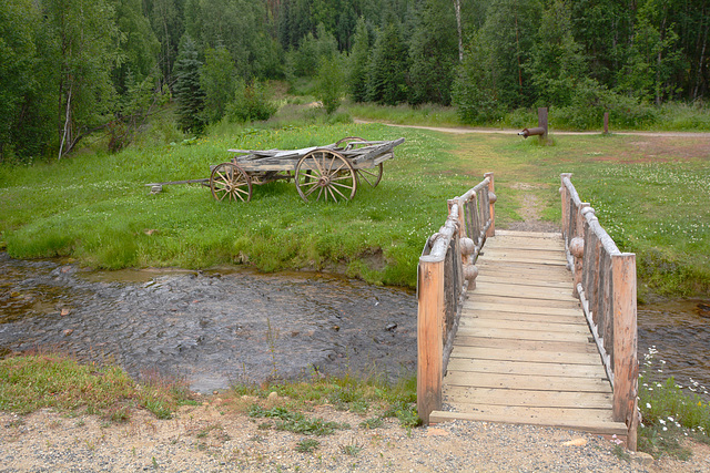 Alaska, Wooden Bridge and Old Cart