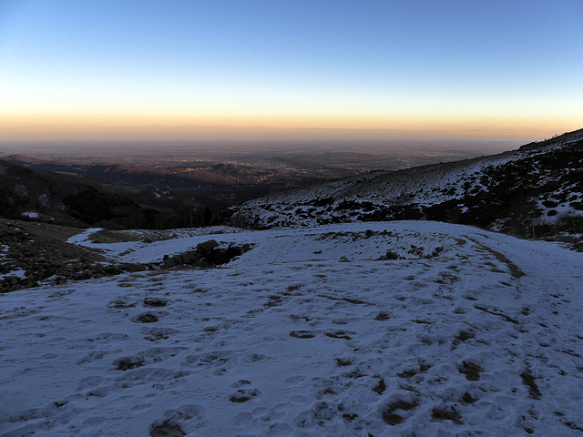 Blue hour at sunset on the plain from the mountains above Oropa (BI)