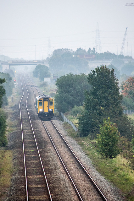 The bidston train running past Burton wetlands3