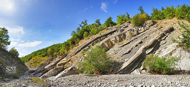 Strati di marne calcaree nel greto del torrente Mozzolatorrente mozzola solignano valtaro geologia appennino parmense parma tosco emiliano strati rocce il viaggiatore senza meta