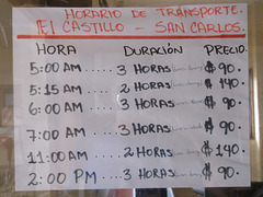 Horaire de transport El Castillo - San Carlos