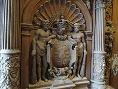 This is the Royal Danish Coat of Arms, carved in a wooden door of Frederiksborg Castle