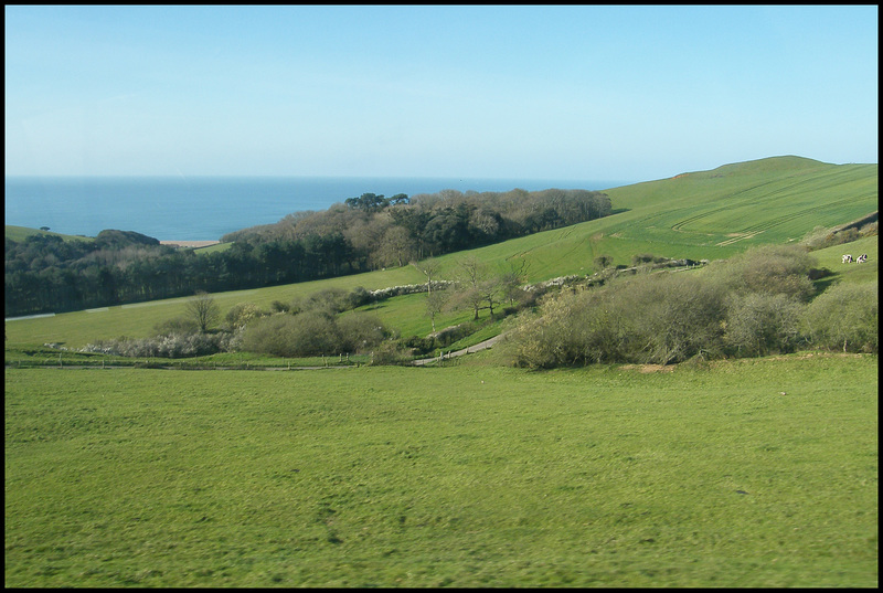 blue and green landscape