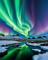 Une aurore boréale en Islande , que je ne verrais peut-être jamais réellement , aussi je l’ai créée avec l’IA .