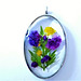 Oval shape with purple and yellow flowers