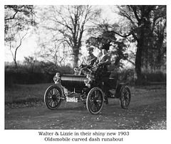 1903 Walter & Lizzie and their Oldsmobile curved dash runabout
