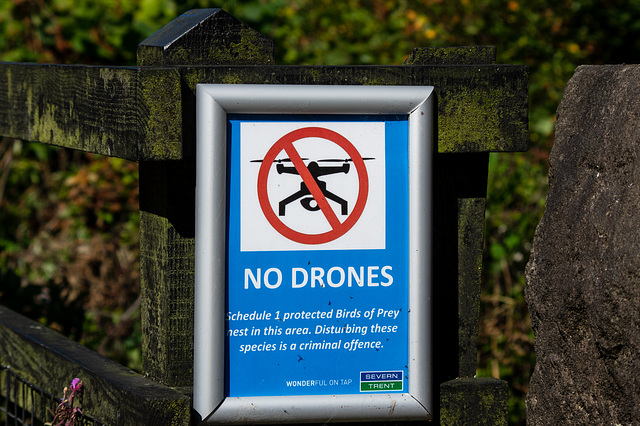 No Drones sign in the Upper Derwent Valley