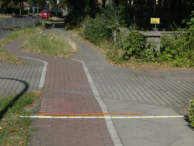 Lichterfelder Allee in Teltow, Bürgersteig an der Südseite, kurz vor dem ehemaligen Gutspark