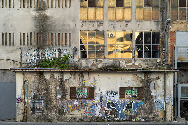 industrial evening facade