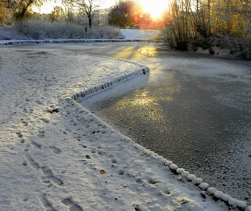 Snow ice sunset