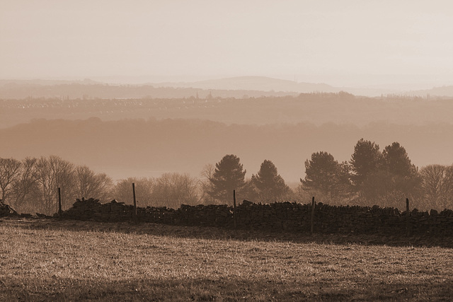 Layers over Bradway - sepia