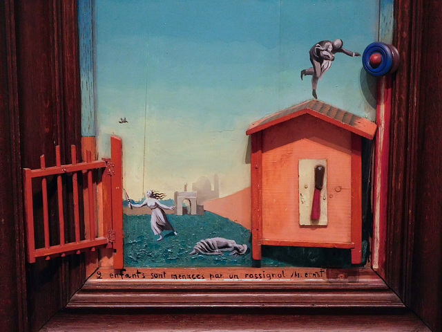 Detail of Two Children are Threatened by a Nightingale by Max Ernst in the Metropolitan Museum of Art, January 2022