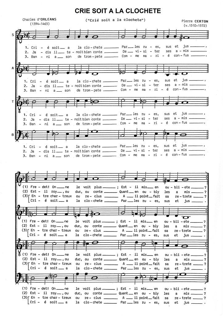 Crié soit a la clochette - partition modifiée