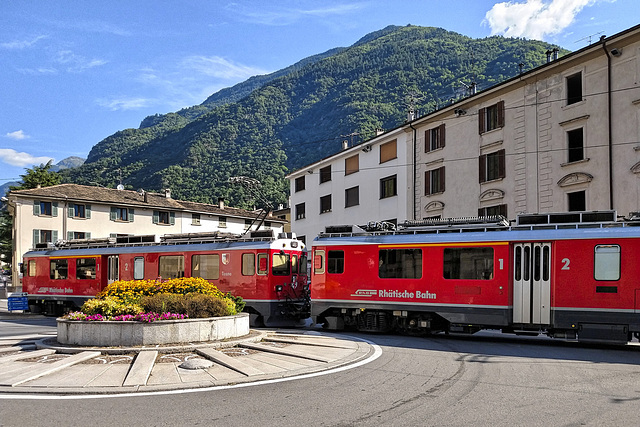 The Bernina Red Train in Tirano