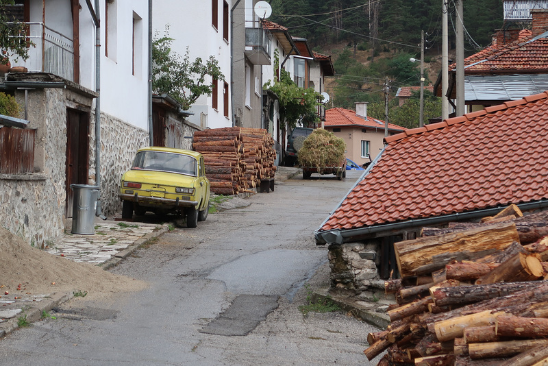 Two Ladas and a woodpile