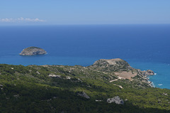 Rhodes, Overlooking the Aegean Sea and Stroggylo Islet from the Monolithos Castle