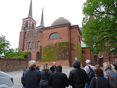 The Cathedral at Roskilde, Denmark. Roskilde was the capital of Denmark for many years, beginning in about 960. The church, Lutheran since the reformation, is the main burial place for Danish monarchs
