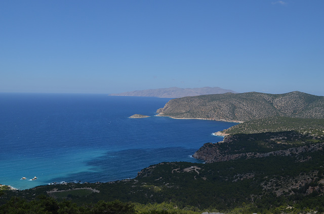 Rhodes, Overlooking the Armenistis Сape, Aghios Georgios Islet and Chalki Island on the Horizon from the Monolithos Castle