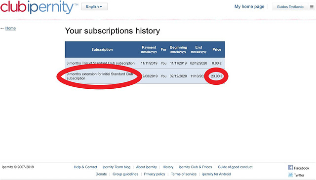 subscription history