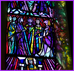 Detail eines Südfensters der Pfarrkirche St. Oswald in Seefeld,  Tirol