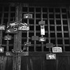 Votive tablets hung at a  door of the temple