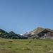 Blick zum Säntis und Berg gasthaus Schäfler