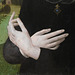 Detail of the Portrait of a Young Woman by Lorenzo di Credi in the Metropolitan Museum of Art, Sept. 2021