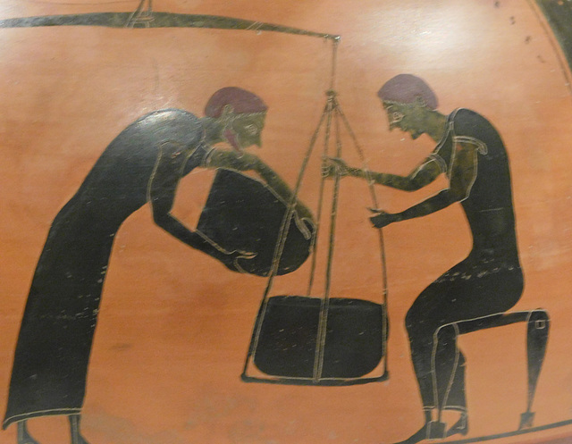 Detail of a Terracotta Amphora Signed by Taleides in the Metropolitan Museum of Art, March 2018