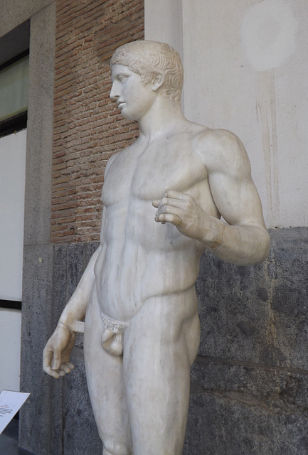 Detail of the Doryphoros by Polykleitos in the Naples Archaeological Museum, July 2012