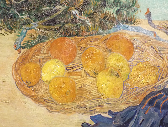 Detail of the Still Life of Oranges and Lemons with Blue Gloves by Van Gogh in the Metropolitan Museum of Art, July 2023