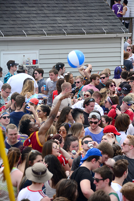 The crowd makes a game of ball difficult