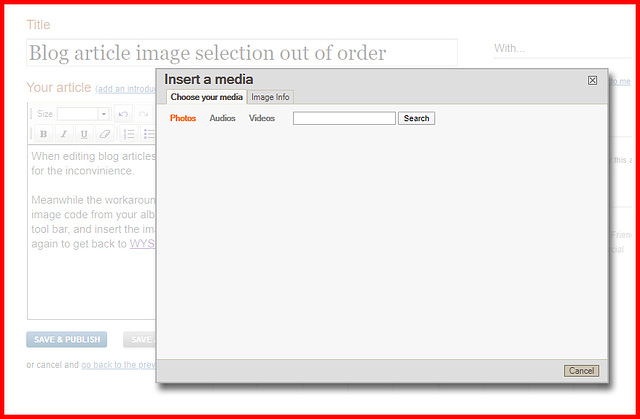 Blog article 'Insert a media' out of order