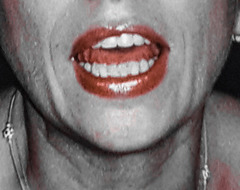 Black, white, red. My mouth