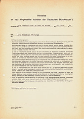 Vereidigung als Aushilfskraft bei der Deutschen Post 1971