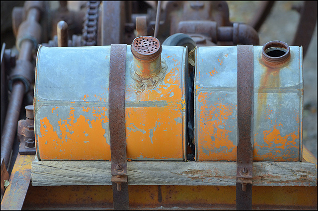 weathered farm equipment