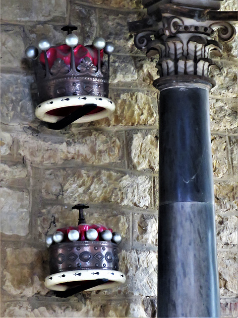 great brington church, northants (54)funerary coronets beside the c16 tomb of sir john spencer +1599 and mary catelin by hollemans