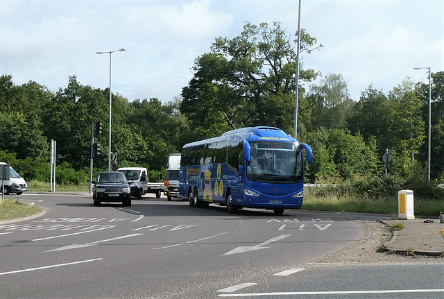 Back on the road again!! Freestones Coaches (Megabus contractor) YN14 FVR at Barton Mills - 3 Jul 2020 (P1070055)